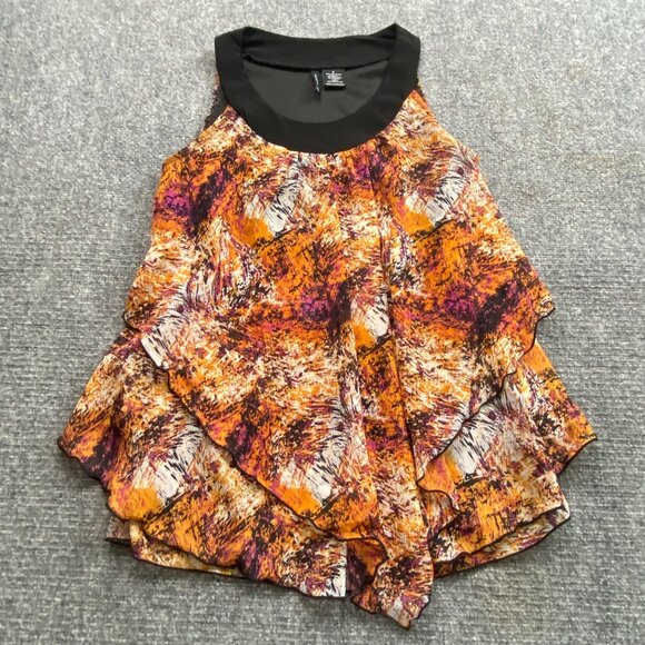 New Directions Top Womens S‎ Sleeveless Layered Blouse Multicolor Abstract Flowy - Picture 6 of 13